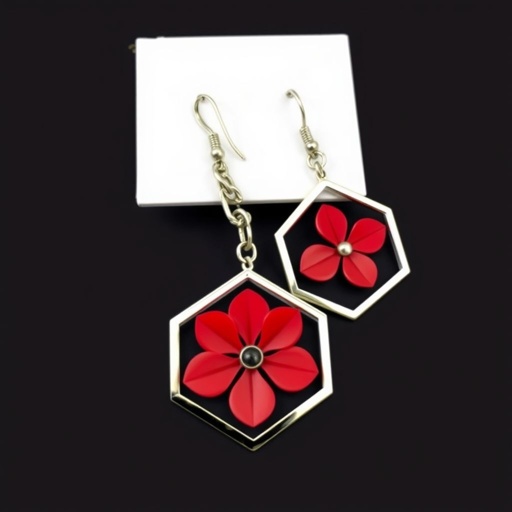 Red flower earrings