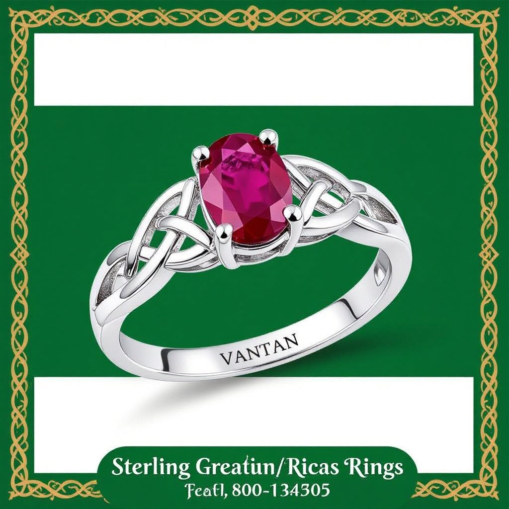 Red stone, silver, graduation ring that says Vantan for women