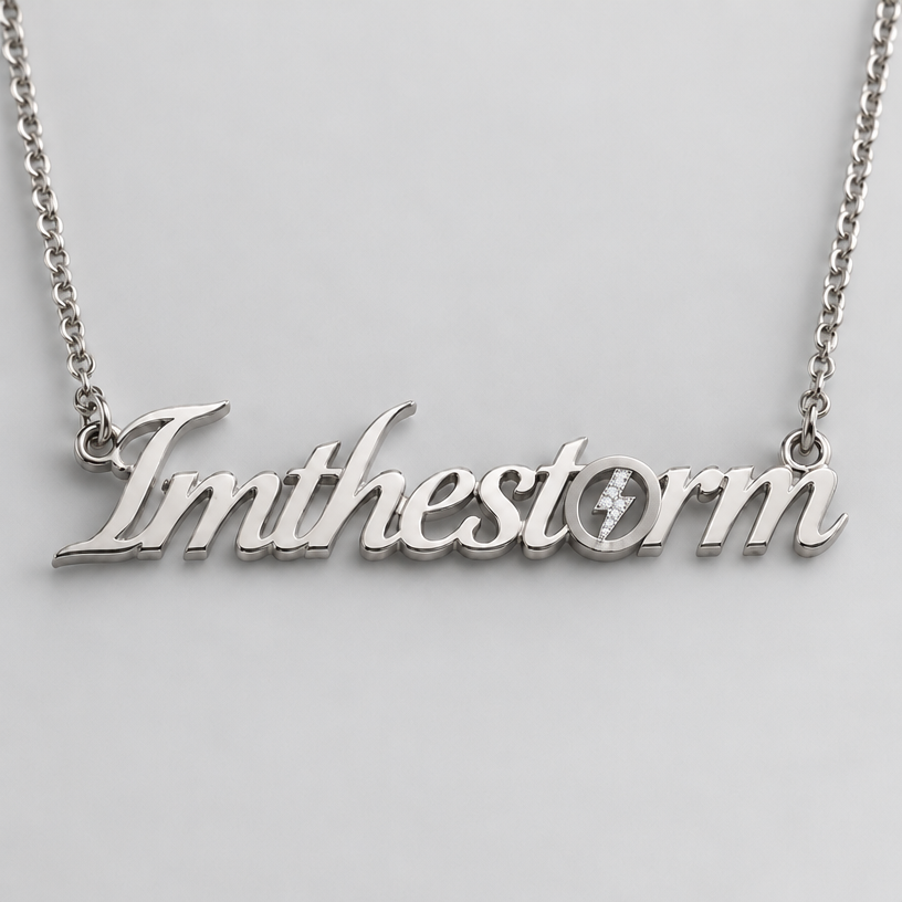 Yes except the outer of the o in steel not cz, just the thunder in cz
edit the attached jewelry design with these instructions: Yes except the outer of the o in steel not cz, just the thunder in cz. keep it photorealistic, just the design no text