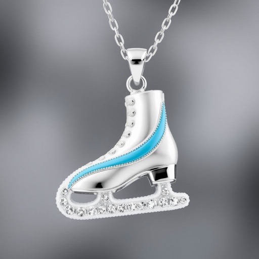 Pendant shape one ice skate with turquoise stripe as the low part
