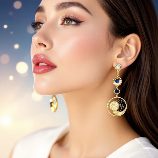 Серьги в золоте без камней фазы луны длинные серьги плавные формы