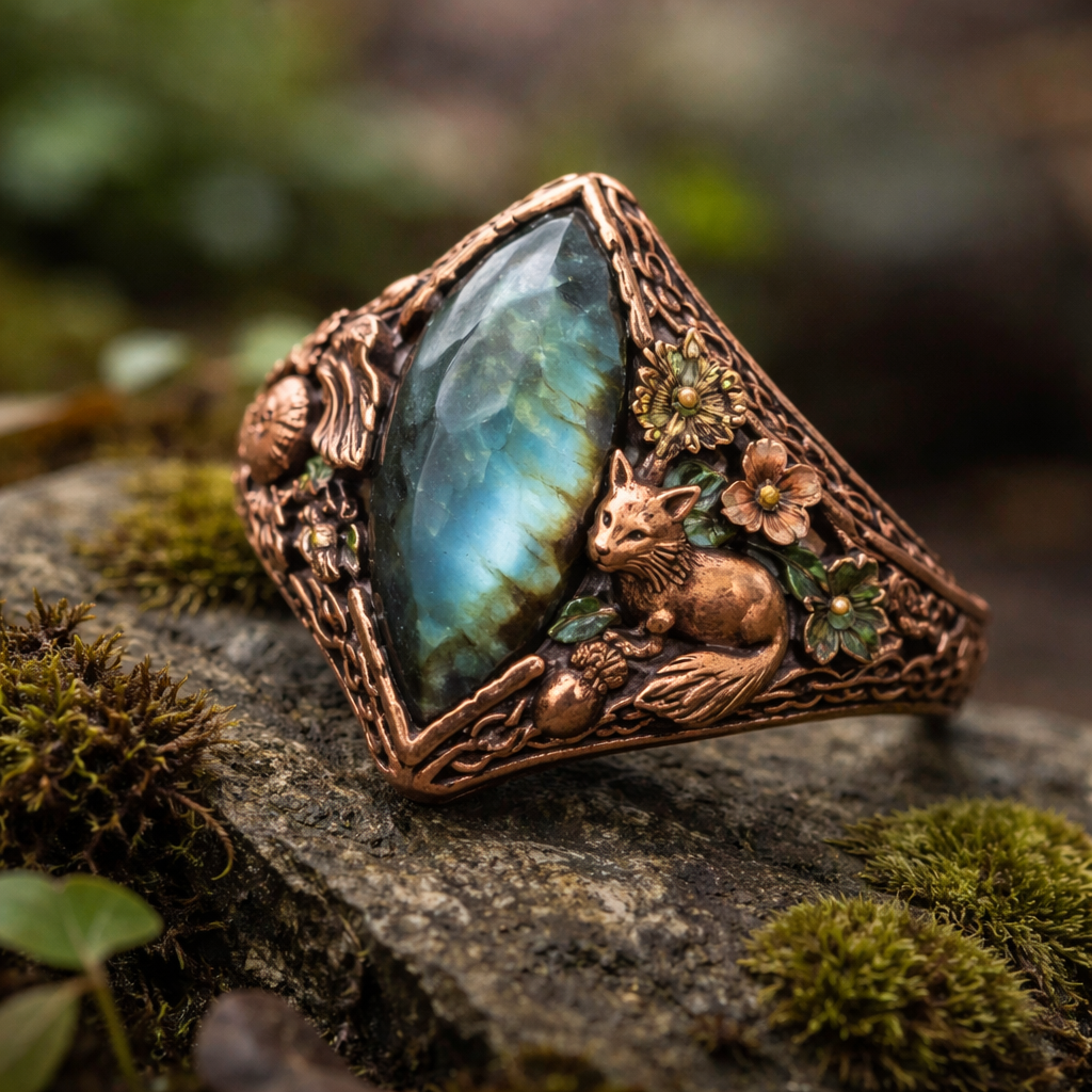 A nature women's ring made of copper. inspired by wales, nature with boho feel
A nature women's ring made of copper. inspired by wales, nature with boho feel, nature_inspired style