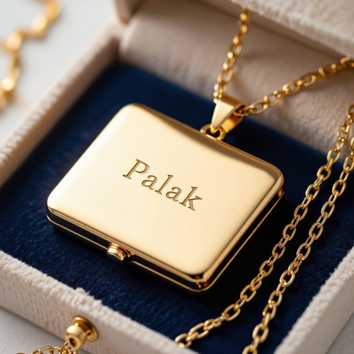  Gold  chain Locket  with Palak written on it 