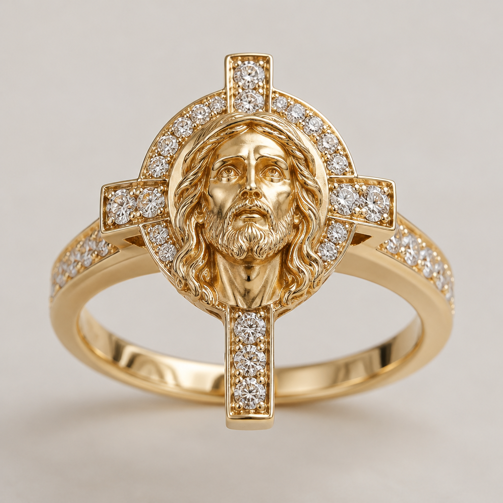 A women's ring. anillo de Jesucristo
photorealistic jewelry design, A women's ring. anillo de Jesucristo, modern style, just the design no text