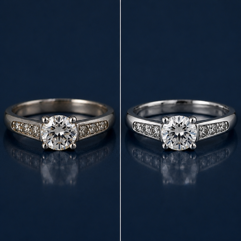 New scene: give it a rgb(26, 48, 71) blue background
Change the background/setting of the image to: give it a rgb(26, 48, 71) blue background. Keep the jewelry (and any person) exactly the same, and match the lighting naturally to the new scene. Photorealistic, no text.