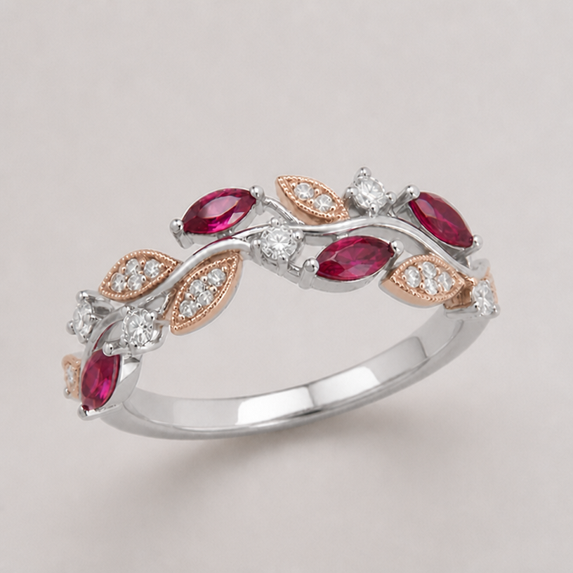 add a rose gold accent
edit the attached jewelry design with these instructions: add a rose gold accent. keep it photorealistic, just the design no text