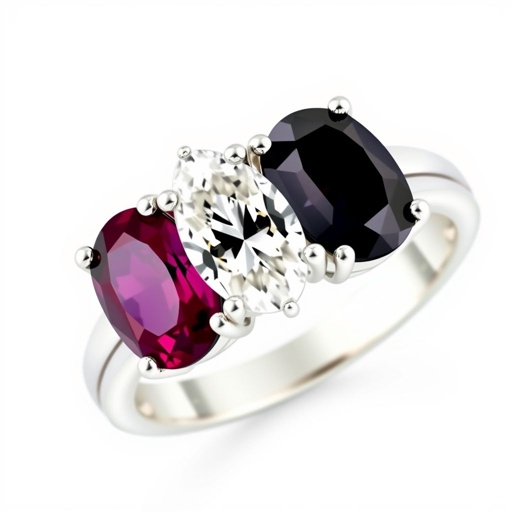3 stone ring , 2 oval 4ct. Stone, 1 pear shape 3ct. diamond 