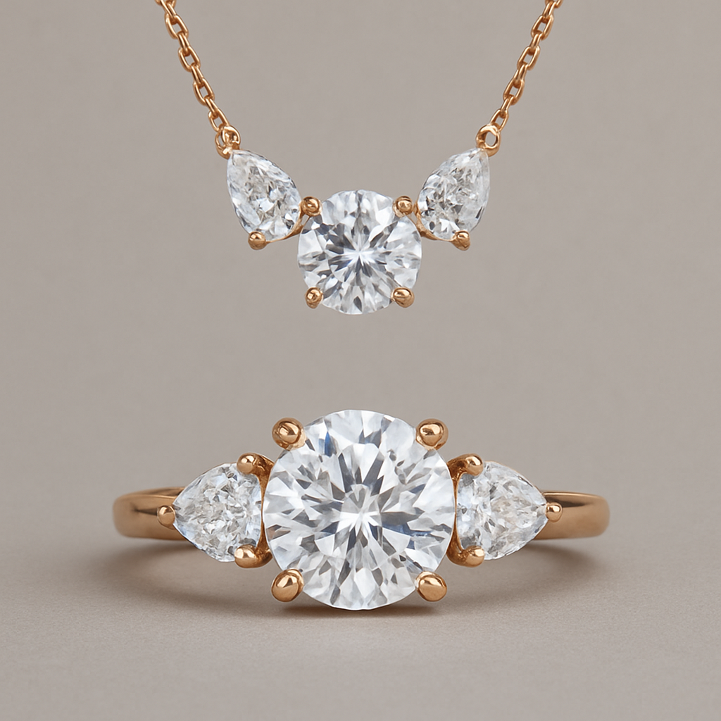 ביקשתי רק 7 קראט באמצע ובשני הצדדים למעלה יותר 2 קראט בכל צד שוכב לצד יהלומי טיפה בשרשרת מולחמים יותר למעלה  בלי באזל ושהיהלומיפ בצדדים שוכבים לצד מצוין יותר למעלה בשרשרת  וברוז יהלומי טיפה בידיוק ככה רק שהיהלומים יבינו יותר גבוהים בשרשרת מולחמים בין לבין השרשרת ירדתי יהלומי טיפה       