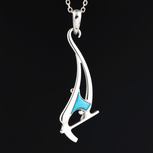 Pendant silver with stylized ice figure skating skates. Remove boots and leave only lowest part of skates. Add turquoise