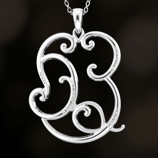 silver necklace with the pendant in letter SQin a stylish way 
