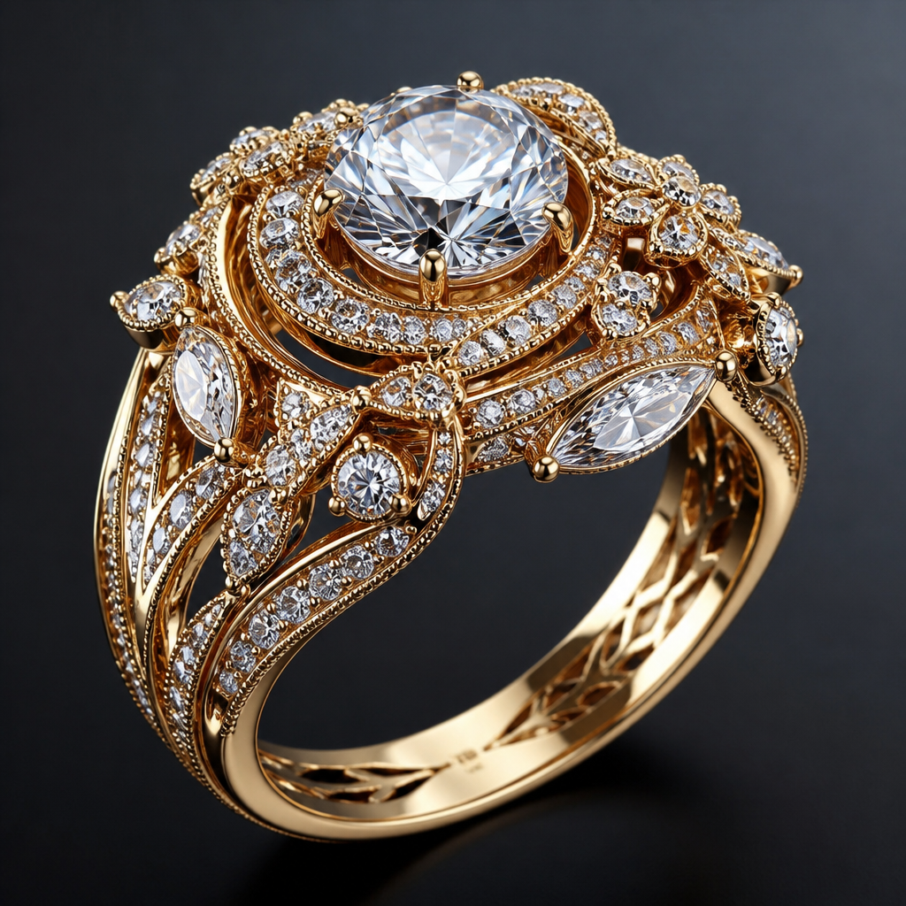 A women's ring, highly ornate, intricate and elaborate, richly detailed
photorealistic jewelry design, A women's ring, highly ornate, intricate and elaborate, richly detailed, modern style, just the design no text