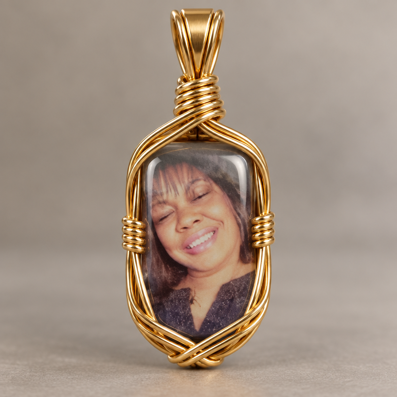 A african women's pendant made of gold. make this into a wire wrapped pendant
using the attached image as a visual reference, create A african women's pendant made of gold. make this into a wire wrapped pendant. photorealistic, just the design no text