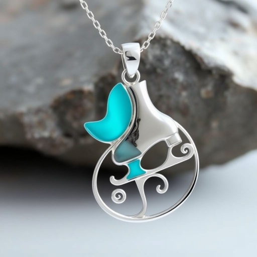 Pendant silver with stylized ice figure skating skates. Remove boots and leave only lowest part of skates. Add turquoise