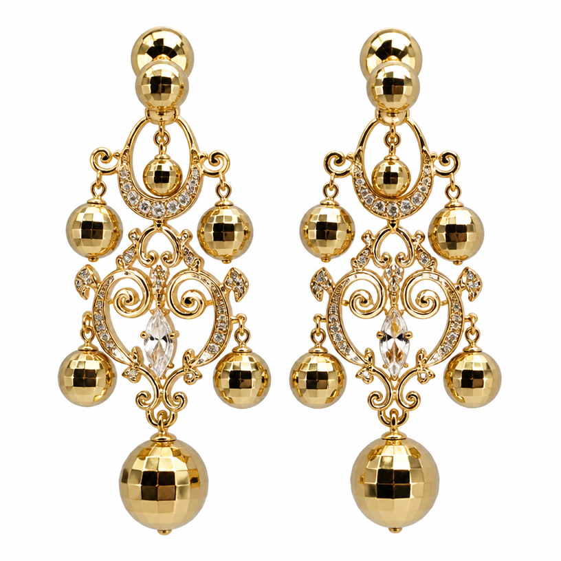 A women's earrings, highly ornate, intricate and elaborate, richly detailed. tire da etiqueta e coloque em um fundo branco
using the attached image as a visual reference, create A women's earrings, highly ornate, intricate and elaborate, richly detailed. tire da etiqueta e coloque em um fundo branco. photorealistic, just the design no text
