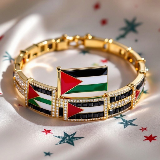 3d free palestine choker text with flag