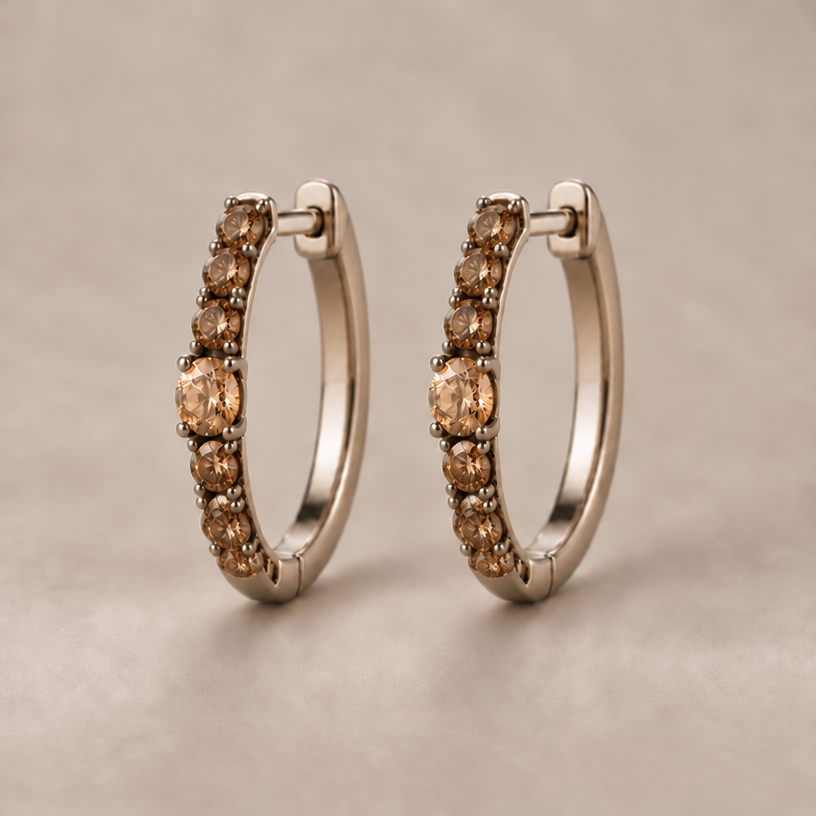 Add 1 more brown stone 2 mm below center stones
edit the attached jewelry design with these instructions: Add 1 more brown stone 2 mm below center stones. keep it photorealistic, just the design no text