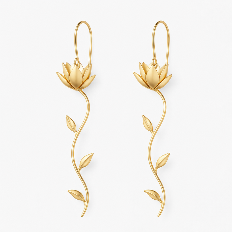 A nature women's earrings made of gold, minimalist, simple and delicate, clean lines. 2d vine earring
using the attached image as a visual reference, create A nature women's earrings made of gold, minimalist, simple and delicate, clean lines. 2d vine earring. photorealistic, just the design no text