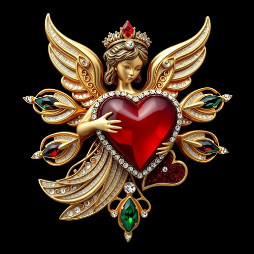 Angel with red heart c inside it