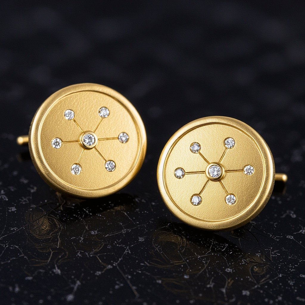 Небольшие золотые матовые серьги в виде созвездия