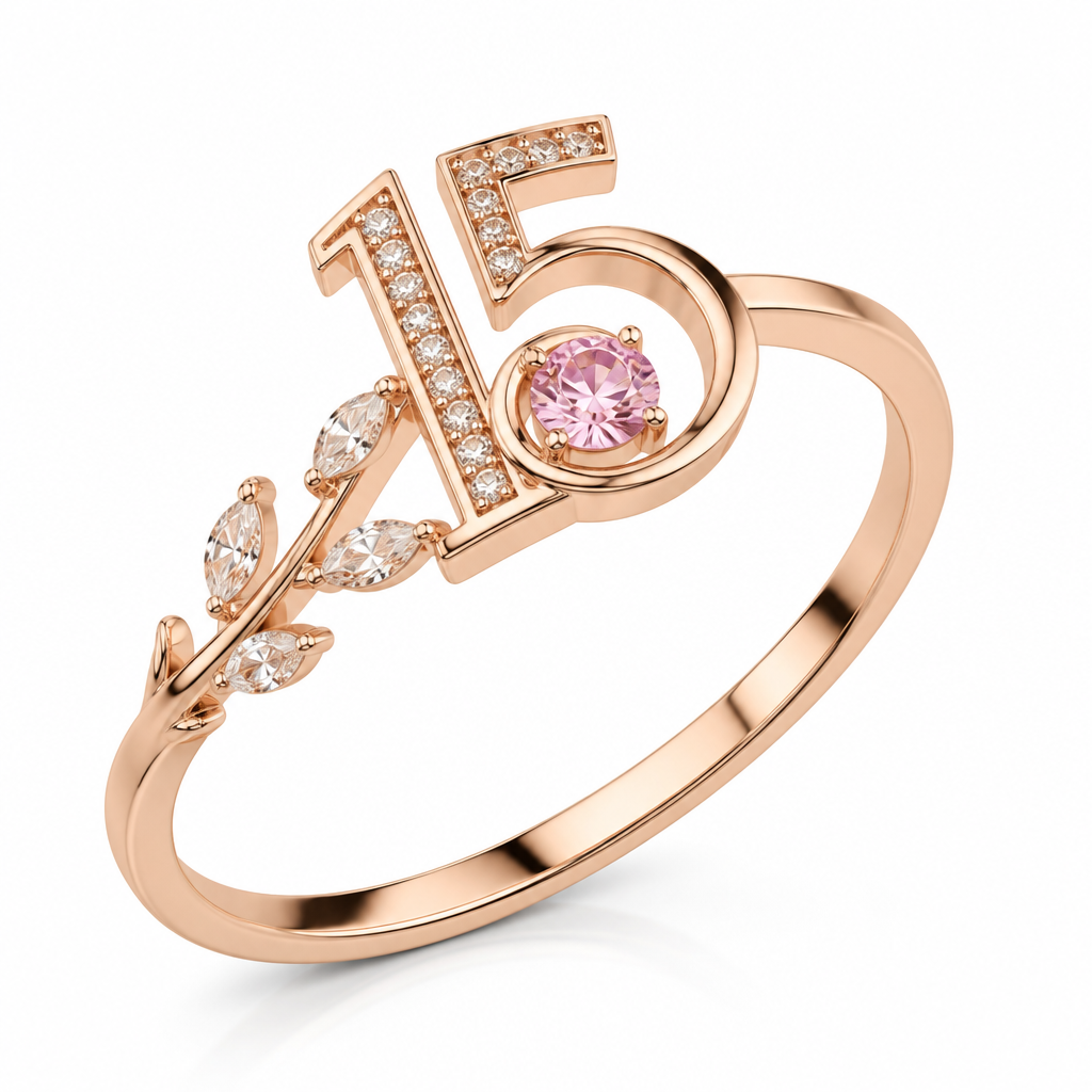 A women's ring suitable for birthday. Poner en el anillo :majo 15
photorealistic jewelry design, A women's ring suitable for birthday. Poner en el anillo :majo 15, modern style, just the design no text