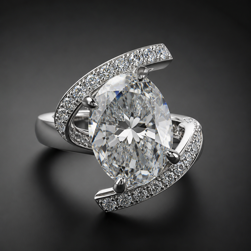 A women's ring. large diamond ring
photorealistic jewelry design, A women's ring. large diamond ring, modern style, just the design no text