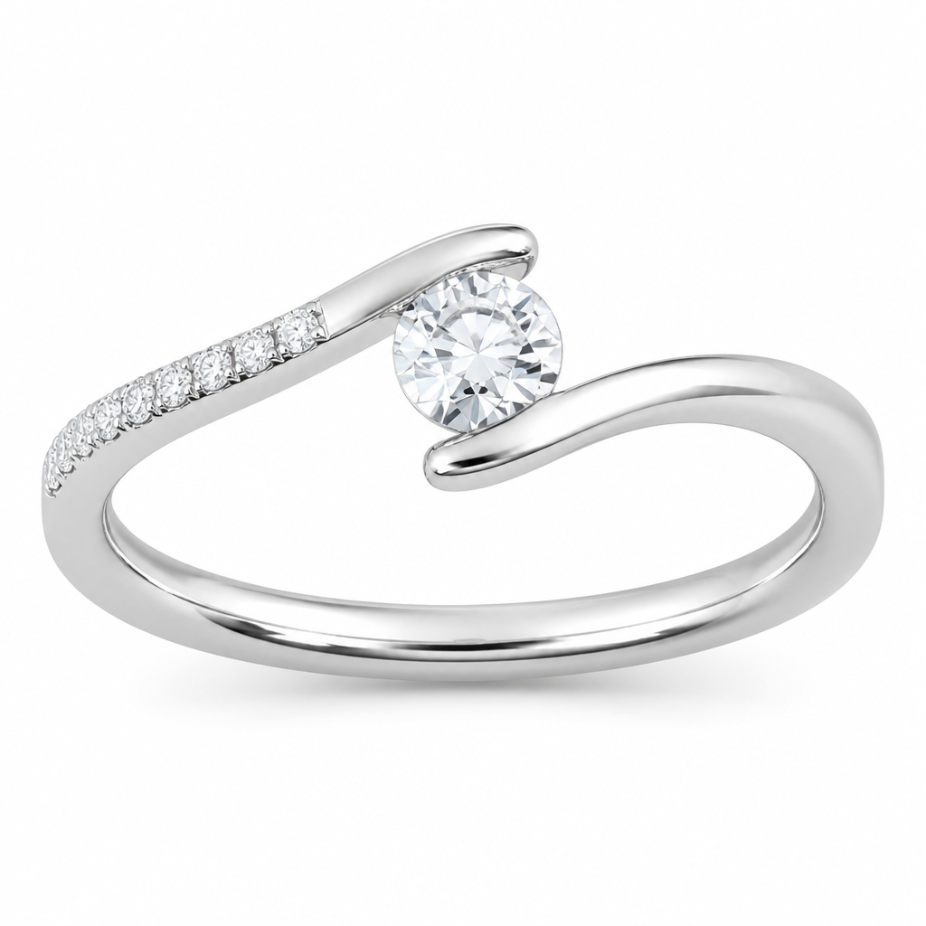 A women's ring. a delicate white gold ring.
photorealistic jewelry design, A women's ring. a delicate white gold ring., modern style, just the design no text