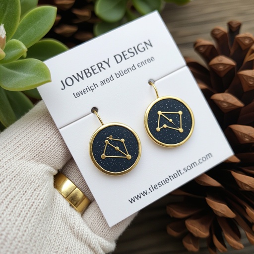 Небольшие золотые матовые серьги в виде созвездия