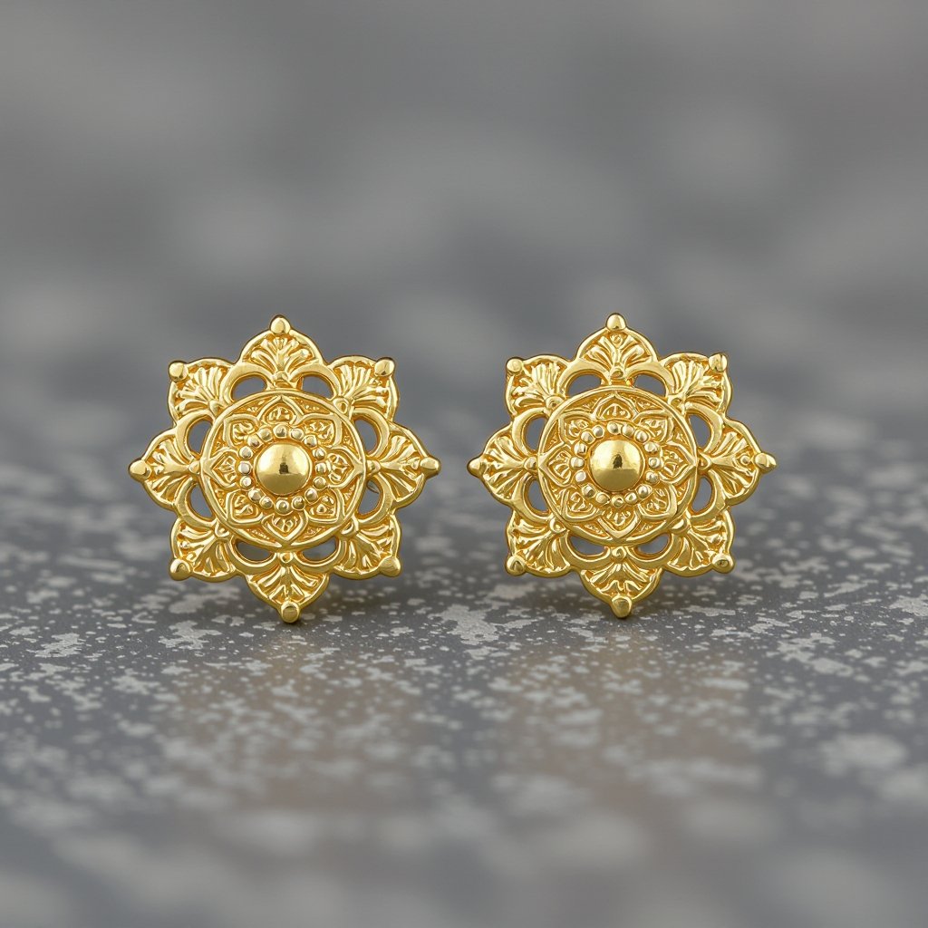  золотые матовые серьги в виде изображения чакры сахасрары