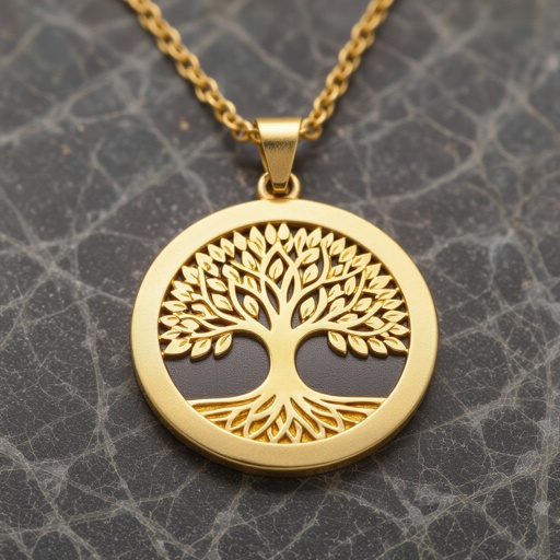 Золотой матовый медальон золотое выгравированное дерево