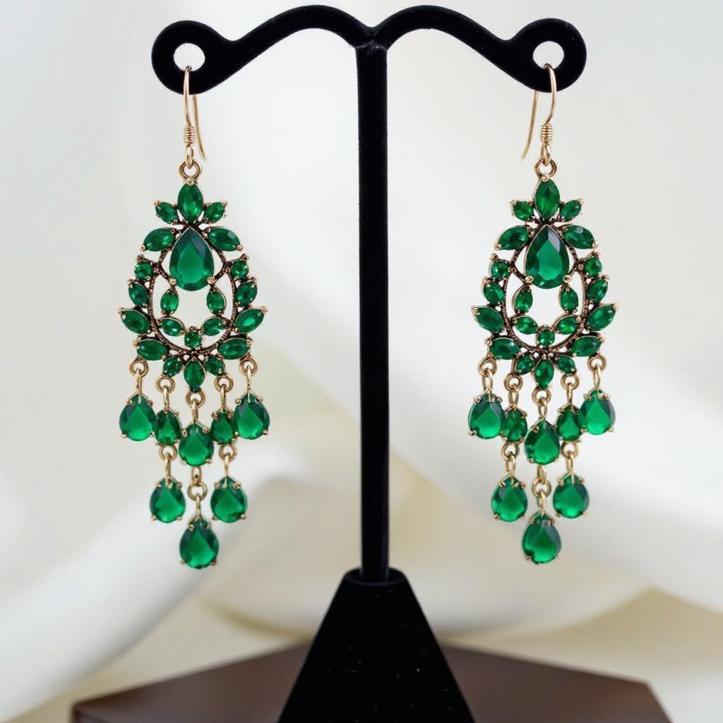 Statement earrings green
