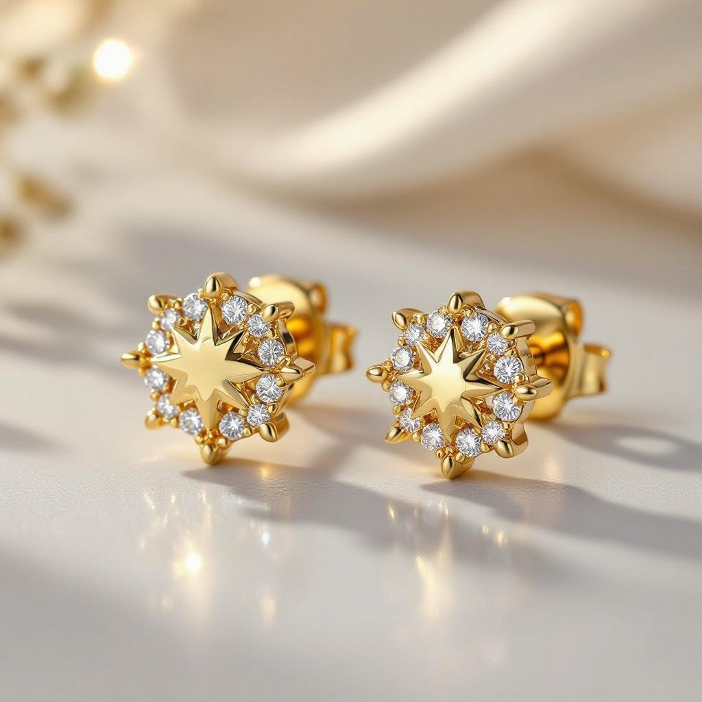  золотые матовые серьги в виде созвездия сириус