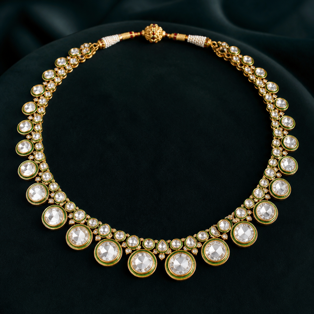 Polki with round stones
photorealistic jewelry design, Polki with round stones, just the design no text