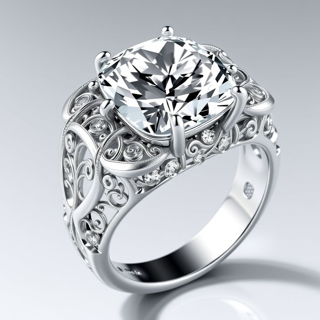 Solitary ring withdiamond andwhite gold