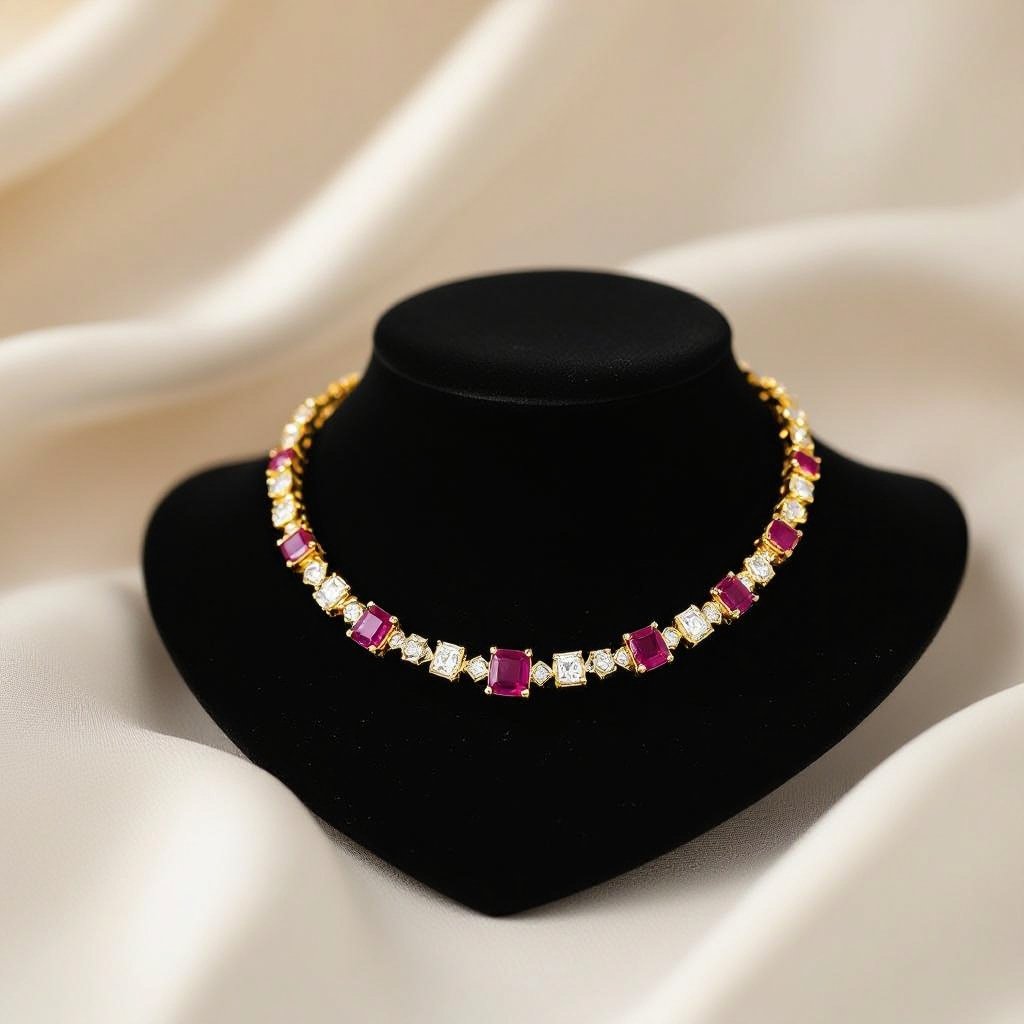 Moissanite kundan necklace for Asian girl