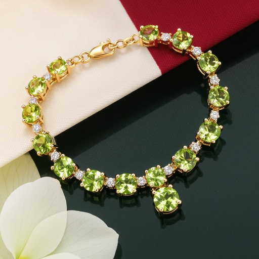 Modern peridot jewelry design with gold