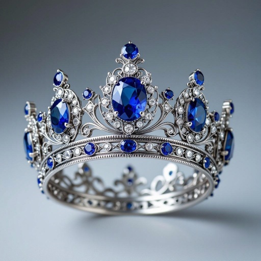 Silver Crown with Sapphire diamond and blue accents