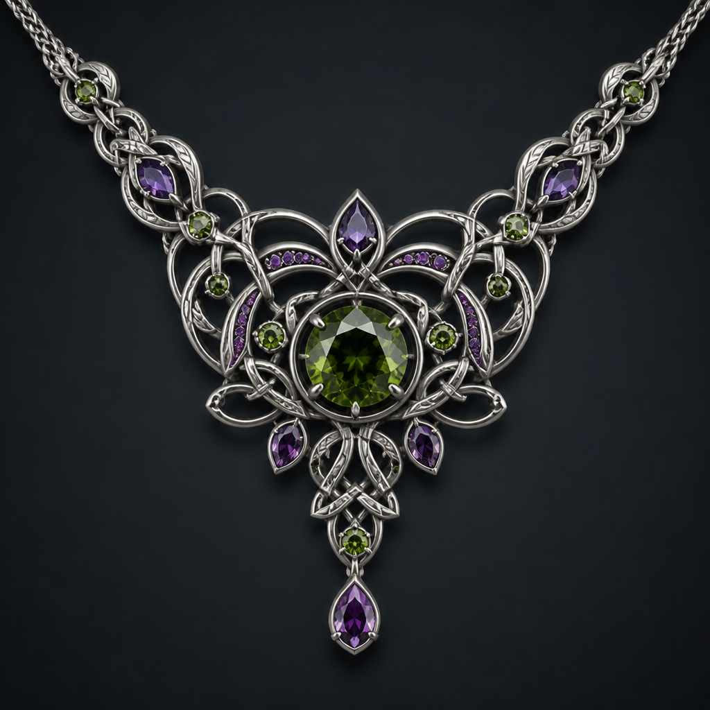 . Refinement: add more gemstones
photorealistic jewelry design, . Refinement: add more gemstones, Celtic style, just the design no text