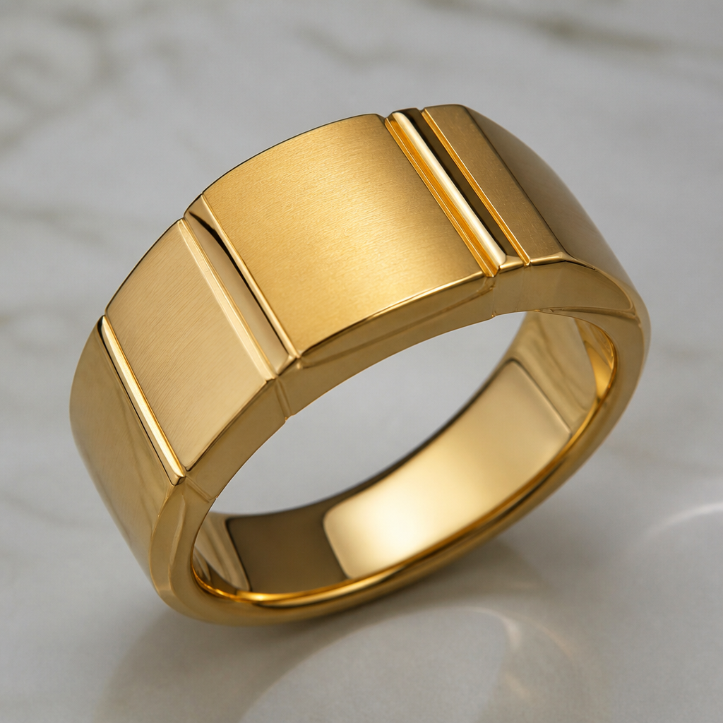 A men's ring made of gold
photorealistic jewelry design, A men's ring made of gold, modern style, just the design no text