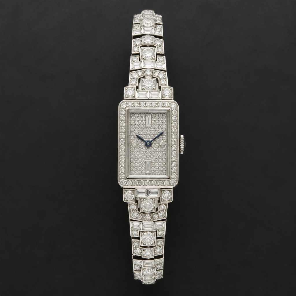 A art deco women's watch with diamond stones. Diamond Watch
photorealistic jewelry design, A art deco women's watch with diamond stones. Diamond Watch, art_deco style, just the design no text