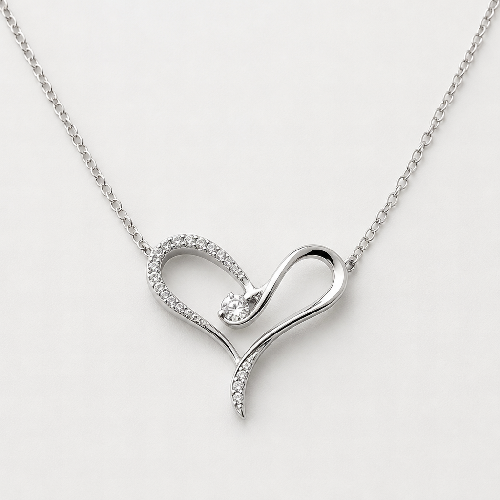 A minimalist women's necklace made of silver with diamond stones. Collier simple avec avec quelques diamants, mais qui fait ressentir une émotion romantique style artitique avec des courbes
photorealistic jewelry design, A minimalist women's necklace made of silver with diamond stones. Collier simple avec avec quelques diamants, mais qui fait ressentir une émotion romantique style artitique avec des courbes, minimalist style, just the design no text