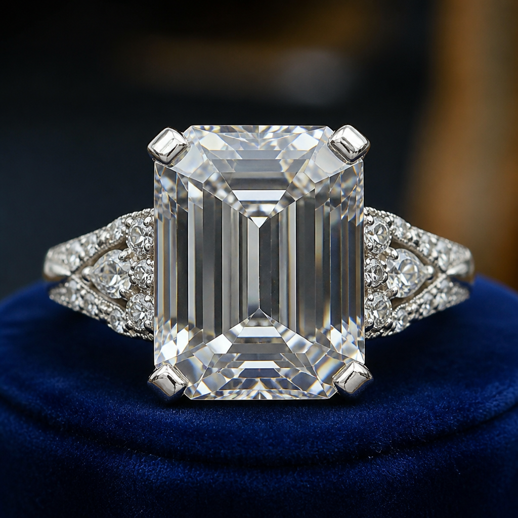 10ct rectangular stone ring in silver settinvg
photorealistic jewelry design, 10ct rectangular stone ring in silver settinvg, royal style, just the design no text