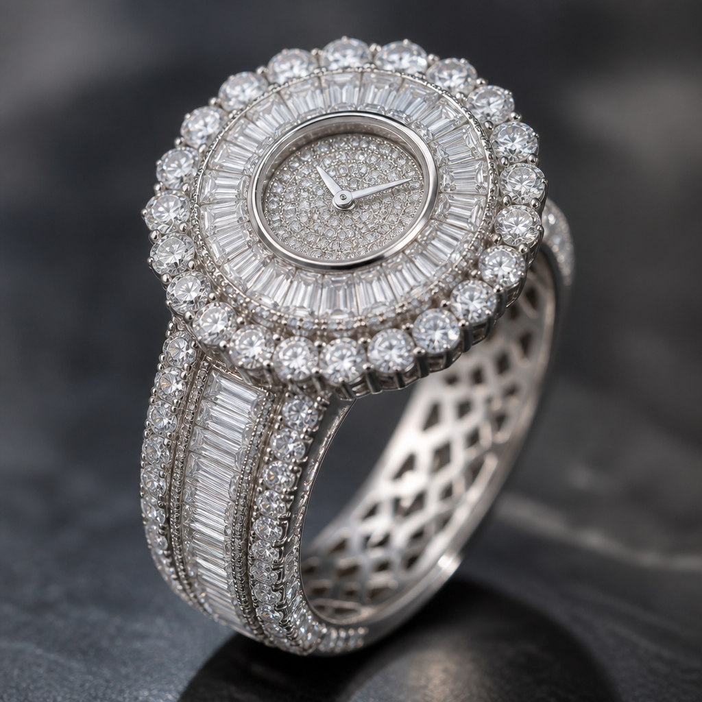 Diamond ring watch
photorealistic jewelry design, Diamond ring watch , just the design no text