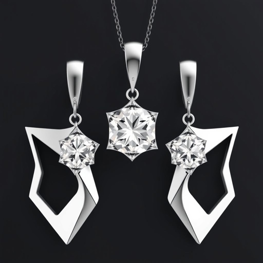 Sterling silver jewelry set with only gorgeous transparent diamonds.