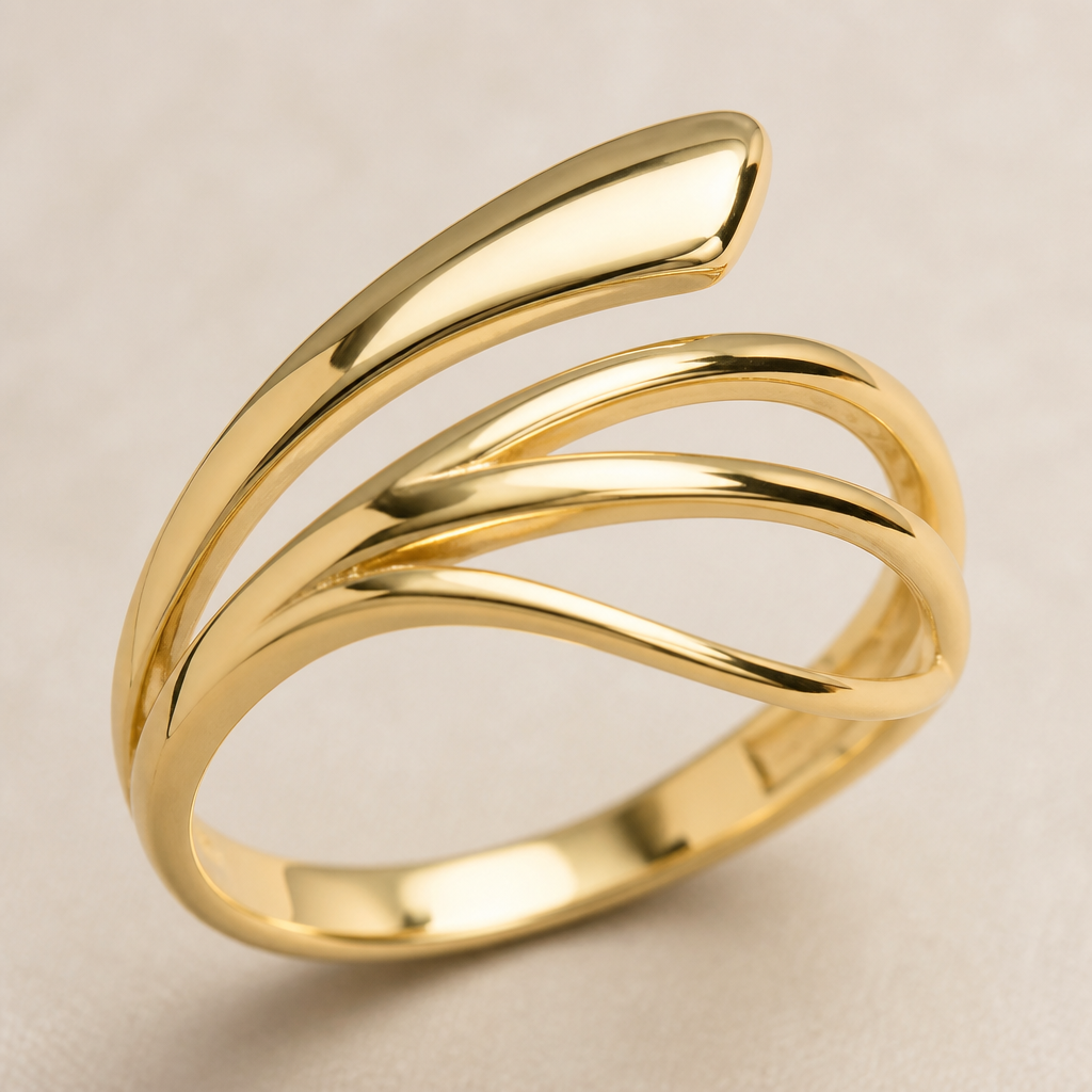 A women's ring made of gold
photorealistic jewelry design, A women's ring made of gold, modern style, just the design no text