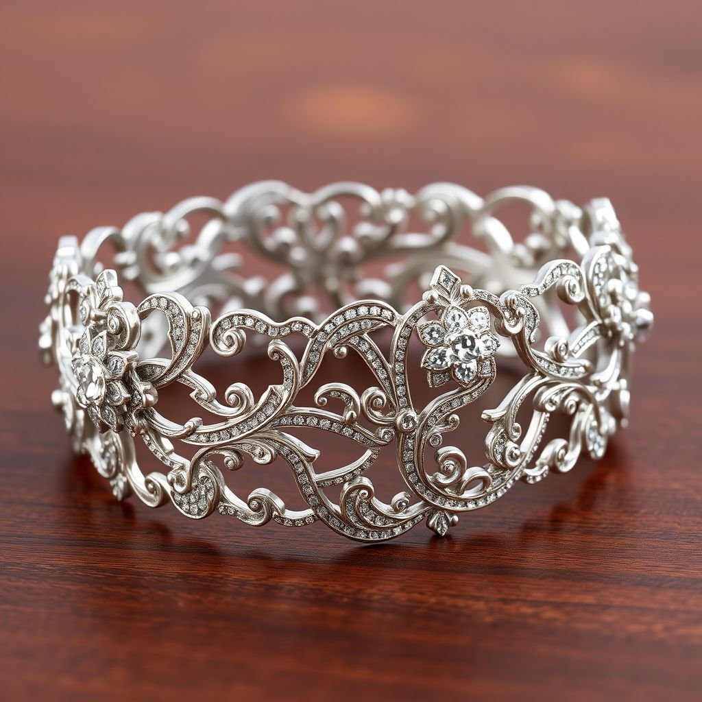 Silver Bracelet polki raw diamond Jaipur style