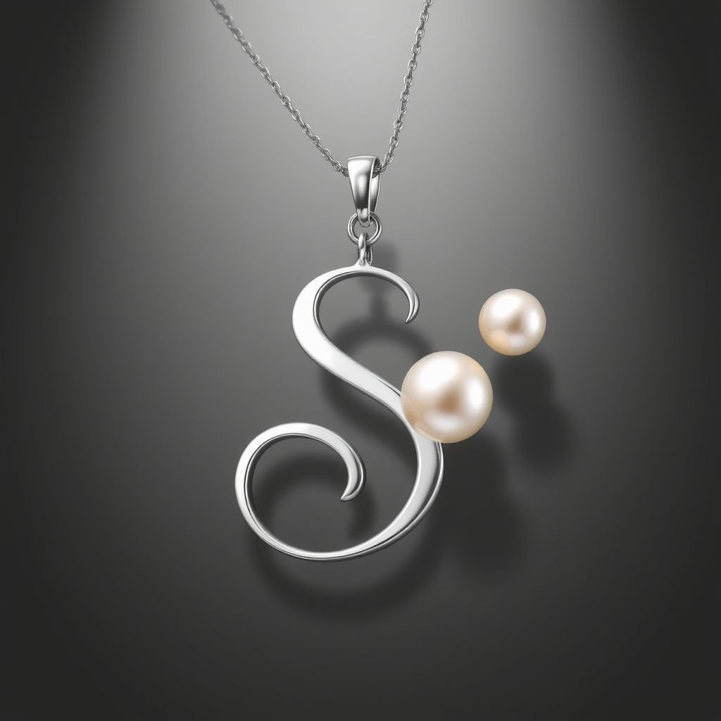 A letter S with the pearl necklace
