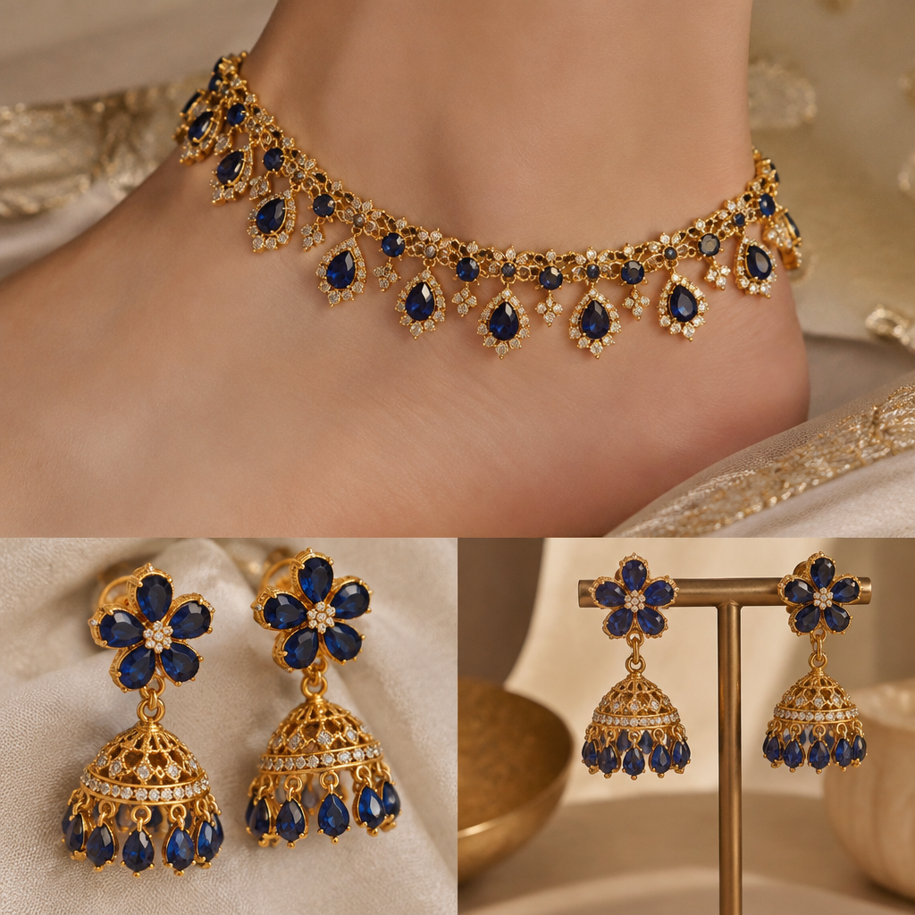 A classic women's anklet made of gold with sapphire stones suitable for formal, detailed and decorative, moderately ornate. earind in ๐บ๐บ๐บ๐บ๐บ
photorealistic jewelry design, A classic women's anklet made of gold with sapphire stones suitable for formal, detailed and decorative, moderately ornate. earind in ๐บ๐บ๐บ๐บ๐บ, classic style, just the design no text