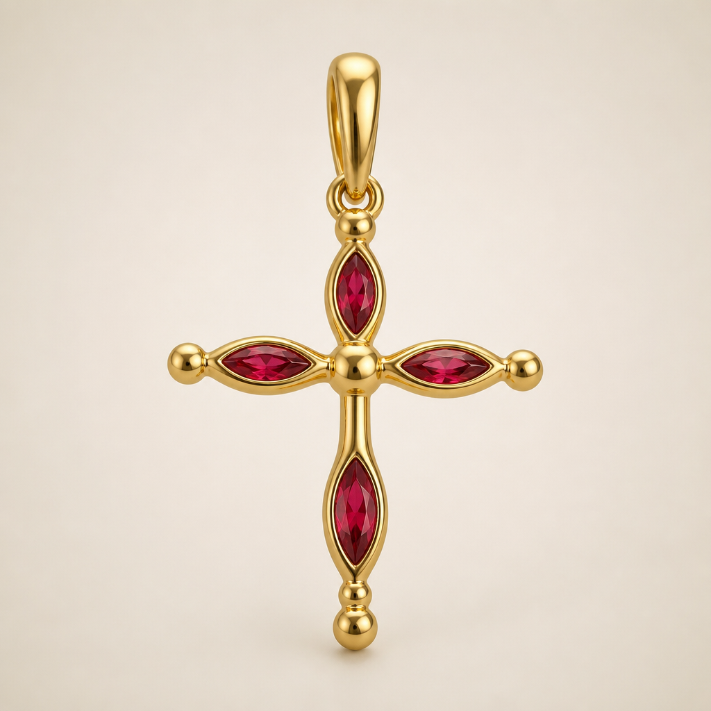Dainty and feminine Gold cross with rubies, majority gold
photorealistic jewelry design, Dainty and feminine Gold cross with rubies, majority gold , contemporary style, just the design no text