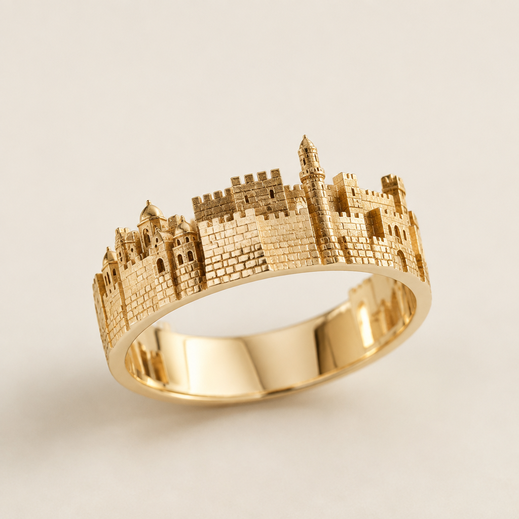A women's ring. Jerusalem walls ring
photorealistic jewelry design, A women's ring. Jerusalem walls ring, modern style, just the design no text