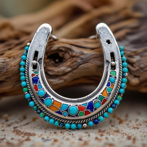 Create a design of iron horseshoe of colored enamel 